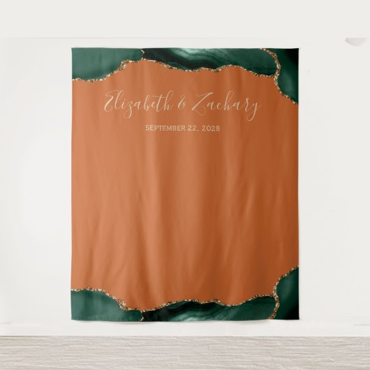 Emerald Green Agaat Rust trouwfotocabine Wandkleed (Voorkant)