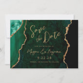 Emerald Green Agaat Script Bruiloft Sla de datum o Save The Date (Voorkant)