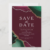 Emerald Green Agate Bourgogne Save the Date (Voorkant)