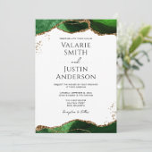 Emerald Green Agate Budget Wedding Kaart (Staand voorkant)