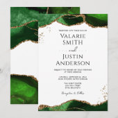 Emerald Green Agate Budget Wedding Kaart (Voorkant / Achterkant)