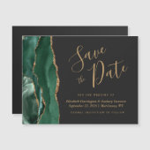 Emerald Green Agate Dark Wedding Save the Date (Voorkant / Achterkant)