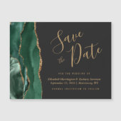 Emerald Green Agate Dark Wedding Save the Date (Voorkant)