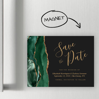 Emerald Green Agate Dark Wedding Save the Date