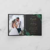 Emerald Green Agate Donker Gevouwen Trouwuitnodigi (Binnen)