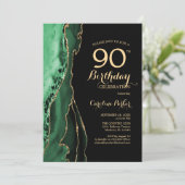 Emerald Green Agate Gold Black 90e verjaardag Kaart (Staand voorkant)
