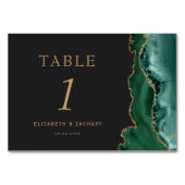 Emerald Green Agate Gold Dark Wedding Kaart (Achterkant)