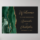 Emerald Green Agate Gold Script Wedding Welcome Poster (Voorkant)