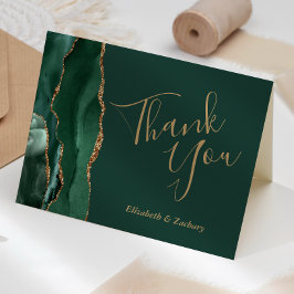 Emerald Green Agate Gold Wedding Hartelijk dank Kaart