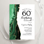Emerald Green Agate Gold White 60e verjaardag Kaart<br><div class="desc">Emerald groen,  wit en goud agaat 60e verjaardag uitnodiging. Elegant modern design met waterverf agaat marmeren geode achtergrond,  faux glitter goud en typografie script lettertype. Trendy uitnodigingskaart perfect voor een stijlvol vrouwenfeest. Gedrukte Zazzle-uitnodigingen of direct downloadbare digitale afdrukbare sjabloon.</div>