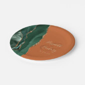 Emerald Green Agate Goud Verbrand Sinaasappel Wedd Papieren Bordje (Gekanteld)