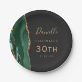 Emerald Green Agate Marble Gold Dark 30e verjaarda Papieren Bordje (Voorkant)