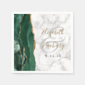 Emerald Green Agate Marble Gold Script Wedding Servet (Voorkant)