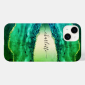 Emerald green agate marble name script Case-Mate iPhone case (Achterkant (horizontaal))