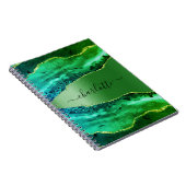 Emerald green agate marble name script notitieboek (Rechterzijde)