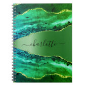 Emerald green agate marble name script notitieboek (Voorkant)