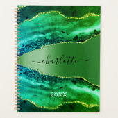 Emerald green agate marble name script planner (Voorkant)