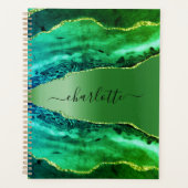 Emerald green agate marble name script planner (Voorkant)