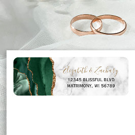 Emerald Green Agate Marble Wedding Retouradres Etiket