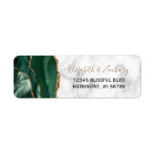 Emerald Green Agate Marble Wedding Retouradres Etiket (Voorkant)