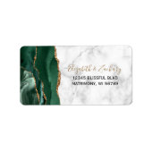 Emerald Green Agate Marble Wedding RSVP Adres Etiket (Voorkant)