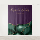 Emerald Green Agate Paarse trouwfotocabine Wandkleed (Voorkant)