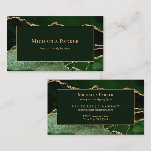 Emerald Green Agate Professioneel Visitekaartje (Voorkant / Achterkant)