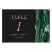 Emerald Green Agate Roos Gold Dark Wedding Kaart (Achterkant)