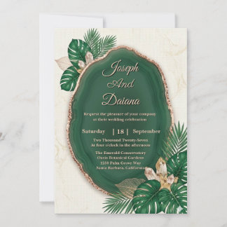 Emerald Green Agate Wedding Invitation Kaart