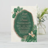 Emerald Green Agate Wedding Invitation Kaart (Staand voorkant)