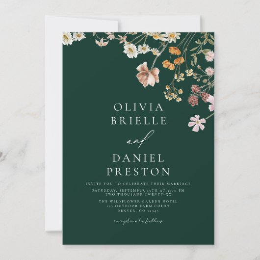 Emerald Green All in One QR Code Huwelijk Kaart (Voorkant)