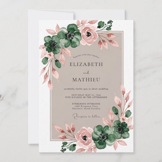 Emerald Green Alluring Botanical Wedding Kaart (Voorkant)