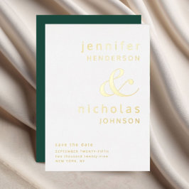 Emerald Green Ampersand Wedding Save the Date Gold Folie Uitnodiging