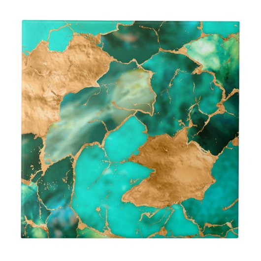 Emerald Green and Gold abstract Tegeltje (Voorkant)