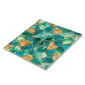 Emerald Green and Gold cells abstract Tegeltje (Zijkant)