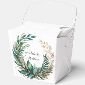 Emerald Green and Gold Floral Frame Wedding Bedankdoosjes (Voorkant)