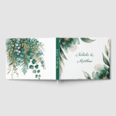 Emerald Green and Gold Floral Frame Wedding Gastenboek (Volledig)