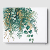 Emerald Green and Gold Floral Frame Wedding Gastenboek (Achterkant)