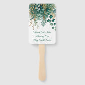 Emerald Green and Gold Floral Frame Wedding Handwaaier (Achterkant)