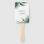 Emerald Green and Gold Floral Frame Wedding Handwaaier (Voorkant)