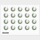 Emerald Green and Gold Floral Frame Wedding Ronde Sticker (Vel)