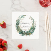 Emerald Green and Gold Floral Frame Wedding Servet (Insitu)