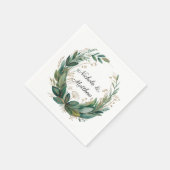 Emerald Green and Gold Floral Frame Wedding Servet (Hoek)