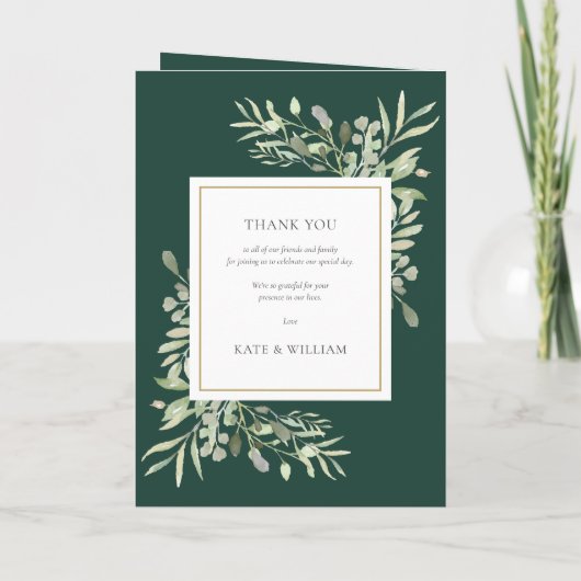 Emerald Green and Gold Greenery Foliage Wedding Programma (Achterkant)