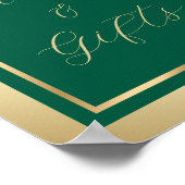 Emerald Green and Gold Kaarten and Gifts Sign Poster (Hoek)