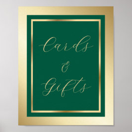 Emerald Green and Gold Kaarten and Gifts Sign Poster