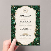 Emerald Green and Gold Luxury Gemstone Acryl Uitnodigingen (Insitu (Draagbaar))
