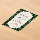 Emerald Green and Gold Luxury Gemstone Acryl Uitnodigingen (Laagn)