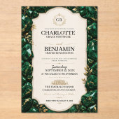 Emerald Green and Gold Luxury Gemstone Acryl Uitnodigingen (Voorkant)