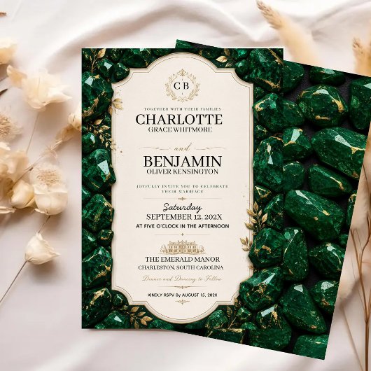 Emerald Green and Gold Luxury Gemstone Kaart